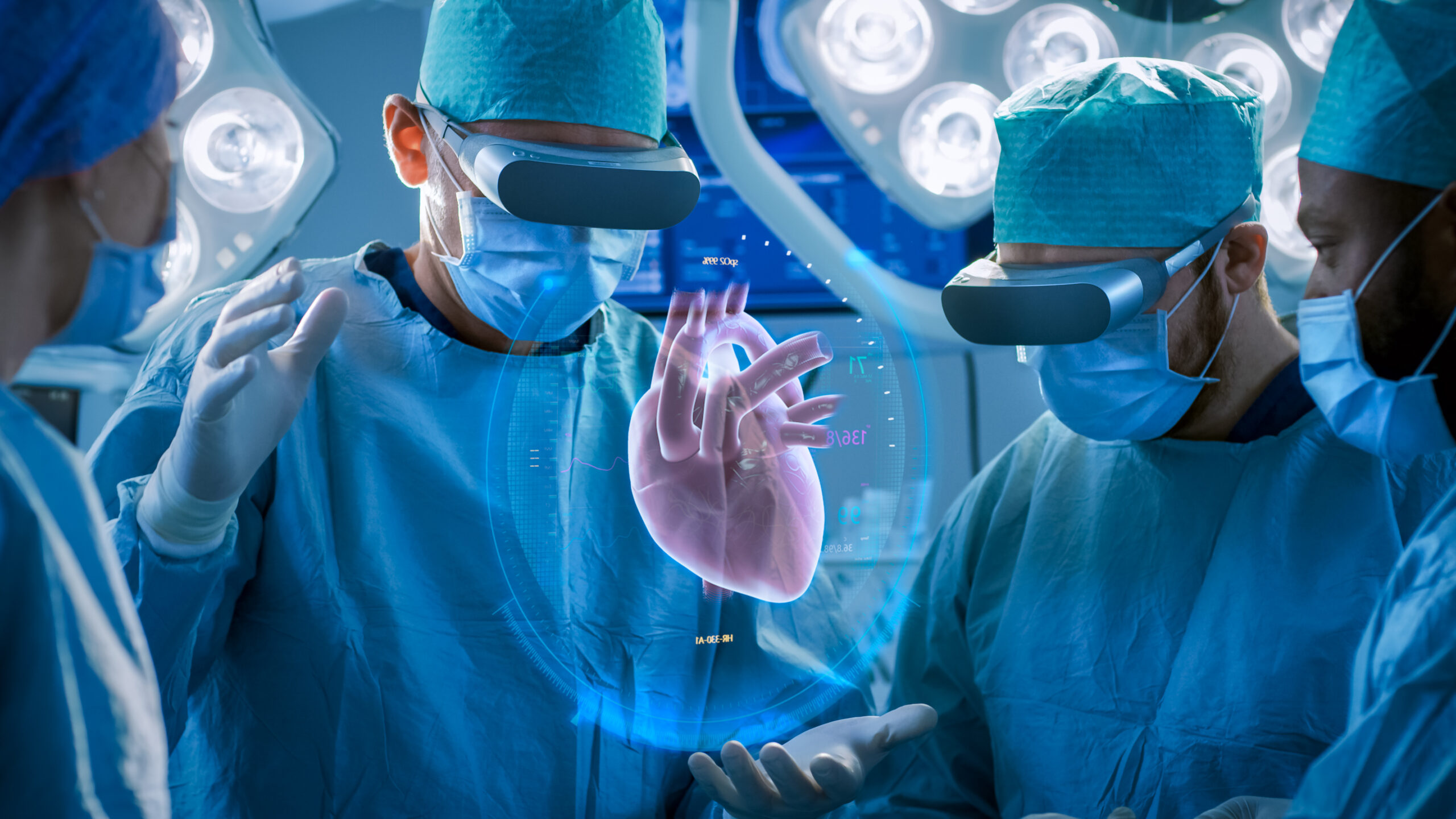 Healthcare professionals view heart surgery in Extended Reality (XR).